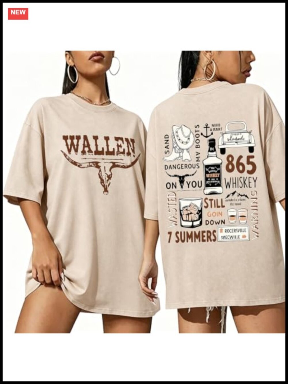 Oversized Western Cow Skull Graphic Tee Heavyweight Cotton Country Music T-Shirt
